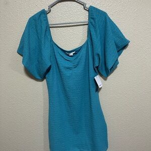 O'Neill Teal Dress with Flutter Sleeves